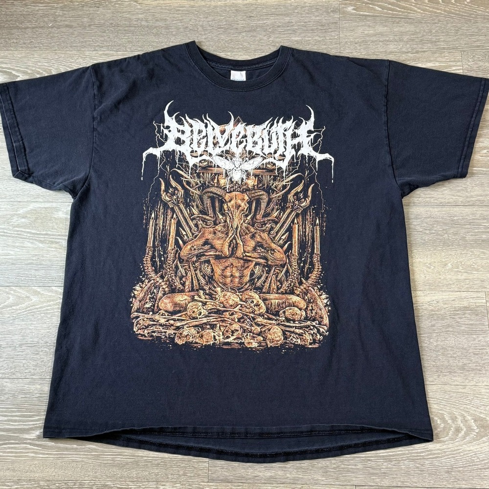 Belvebuth Band Tee Deathcore Metal Skeletons Black Graphic T-Shirt XL‎